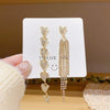 Alloy S925 Silver Needle Asymmetric Heart Diamond Tassel Women's Earrings