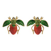 Alloy S925 Silver Needle Women's Retro Fruit Food Style Diamondencrusted Oil Dripping Bee Strawberry Earrings