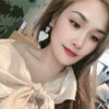 Alloy S925 Silver Rhinestone Tassel Peach Heart Long Earrings With Electroplating For Women