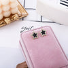 Alloy S925 Silver Stud Earrings Geometric Style With Diamond Four Leaf Lucky Grass Design For Women