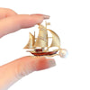 Alloy Sailboat Brooch Minimalist Style Electroplated Ladies Accessories