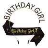 Alloy Satin Birthday Girl Crown Headband Shoulder Strap Set Semimanual Semimechanical Headdress Party Belt