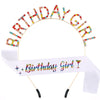 Alloy Satin Birthday Girl Crown Headband Shoulder Strap Set Semimanual Semimechanical Headdress Party Belt