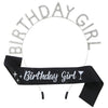 Alloy Satin Birthday Girl Crown Headband Shoulder Strap Set Semimanual Semimechanical Headdress Party Belt