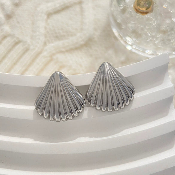 Alloy Shell Fan Shape Electroplating Women's Earrings