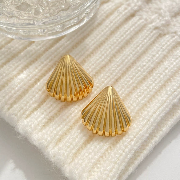 Alloy Shell Fan Shape Electroplating Women's Earrings