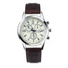Alloy Shell Imitation Leather Strap Men's Leisure Quartz Watch With Round Dial And Blue Light Twopiece Set