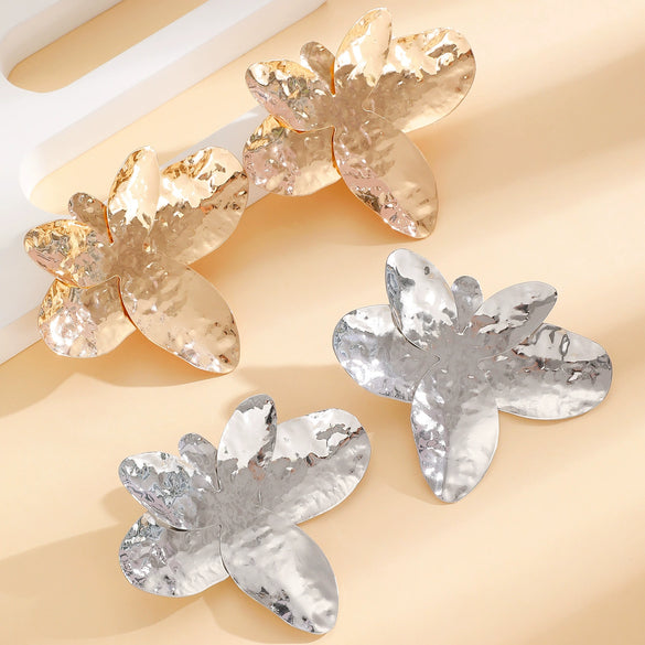 Alloy 925 Silver Electroplated Flower Shaped Women's Exaggerated Retro Earrings