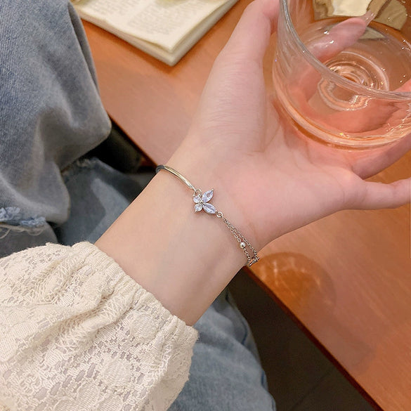 Alloy Silver Electroplated Heart Star Geometric Women's Bracelet With Zircon Pearl