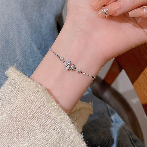 Alloy Silver Electroplated Heart Star Geometric Women's Bracelet With Zircon Pearl