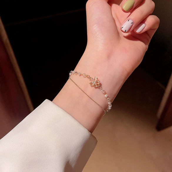 Alloy Silver Electroplated Heart Star Geometric Women's Bracelet With Zircon Pearl