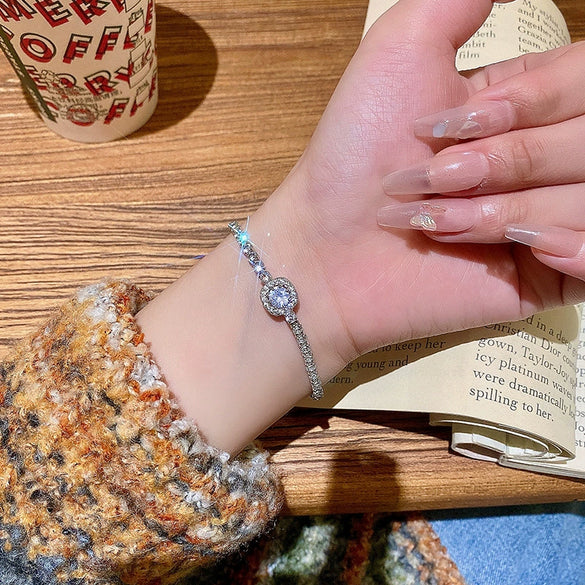 Alloy Silver Electroplated Heart Star Geometric Women's Bracelet With Zircon Pearl