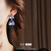 Alloy Silver Geometric Diamond Set Pendant Earrings For Women Highend Style