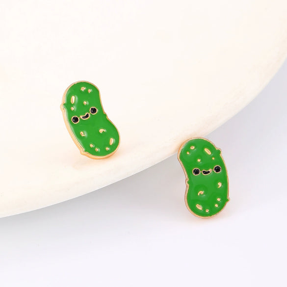 Alloy 225 Silver Geometric Fruit Food Style Electroplating Bitter Gourd Cucumber Earrings Jewelry