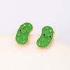 Alloy 225 Silver Geometric Fruit Food Style Electroplating Bitter Gourd Cucumber Earrings Jewelry