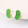 Alloy 225 Silver Geometric Fruit Food Style Electroplating Bitter Gourd Cucumber Earrings Jewelry