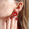 Alloy 925 Silver Geometry Artistic Fashionable Flower Pin Ear Stud Earrings For Women With Electroplating Design And Summer Appeal