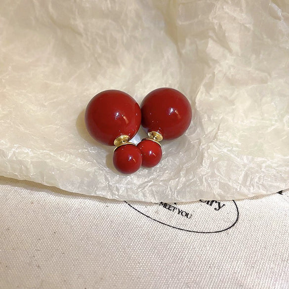 Alloy Silver Needle Ankora Red Drop Oil Heart Shape Dripping Oil Women's Elegant High End Sense Earrings