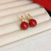 Alloy Silver Needle Ankora Red Drop Oil Heart Shape Dripping Oil Women's Elegant High End Sense Earrings