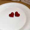 Alloy Silver Needle Ankora Red Drop Oil Heart Shape Dripping Oil Women's Elegant High End Sense Earrings