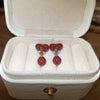 Alloy Silver Needle Ankora Red Drop Oil Heart Shape Dripping Oil Women's Elegant High End Sense Earrings