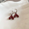 Alloy Silver Needle Ankora Red Drop Oil Heart Shape Dripping Oil Women's Elegant High End Sense Earrings