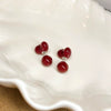 Alloy Silver Needle Ankora Red Drop Oil Heart Shape Dripping Oil Women's Elegant High End Sense Earrings