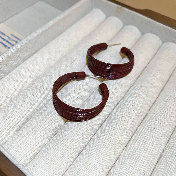 Alloy Silver Needle Ankora Red Drop Oil Heart Shape Dripping Oil Women's Elegant High End Sense Earrings