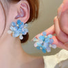 Alloy Silver Needle Blue Butterfly Animal Shaped Earrings Set With Diamonds For Women Artistic Small Fresh Elegant High End Light Luxury