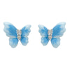 Alloy Silver Needle Blue Butterfly Animal Shaped Earrings Set With Diamonds For Women Artistic Small Fresh Elegant High End Light Luxury