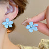 Alloy Silver Needle Blue Butterfly Animal Shaped Earrings Set With Diamonds For Women Artistic Small Fresh Elegant High End Light Luxury