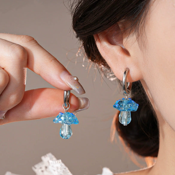 Alloy Silver Needle Blue Butterfly Animal Shaped Earrings Set With Diamonds For Women Artistic Small Fresh Elegant High End Light Luxury