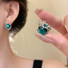 Alloy Silver Needle Blue Butterfly Animal Shaped Earrings Set With Diamonds For Women Artistic Small Fresh Elegant High End Light Luxury