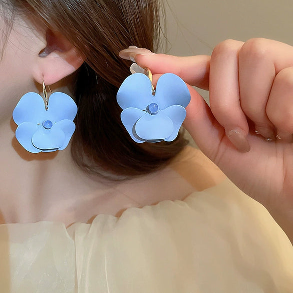 Alloy Silver Needle Blue Butterfly Animal Shaped Earrings Set With Diamonds For Women Artistic Small Fresh Elegant High End Light Luxury