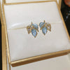 Alloy Silver Needle Blue Butterfly Animal Shaped Earrings Set With Diamonds For Women Artistic Small Fresh Elegant High End Light Luxury