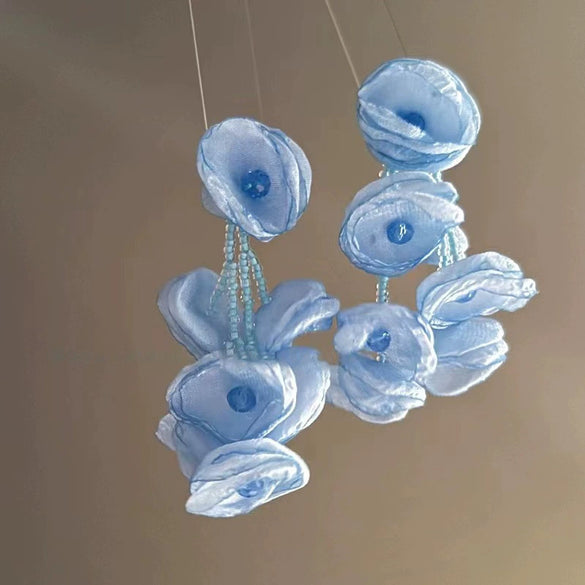 Alloy Silver Needle Blue Butterfly Animal Shaped Earrings Set With Diamonds For Women Artistic Small Fresh Elegant High End Light Luxury