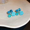 Alloy Silver Needle Blue Butterfly Animal Shaped Earrings Set With Diamonds For Women Artistic Small Fresh Elegant High End Light Luxury