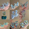 Alloy Silver Needle Blue Butterfly Animal Shaped Earrings Set With Diamonds For Women Artistic Small Fresh Elegant High End Light Luxury