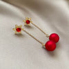 Alloy Silver Needle Christmas Snowflake Red Pearl Women's Geometric Electroplated Earrings