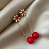 Alloy Silver Needle Christmas Snowflake Red Pearl Women's Geometric Electroplated Earrings