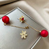 Alloy Silver Needle Christmas Snowflake Red Pearl Women's Geometric Electroplated Earrings