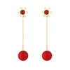 Alloy Silver Needle Christmas Snowflake Red Pearl Women's Geometric Electroplated Earrings