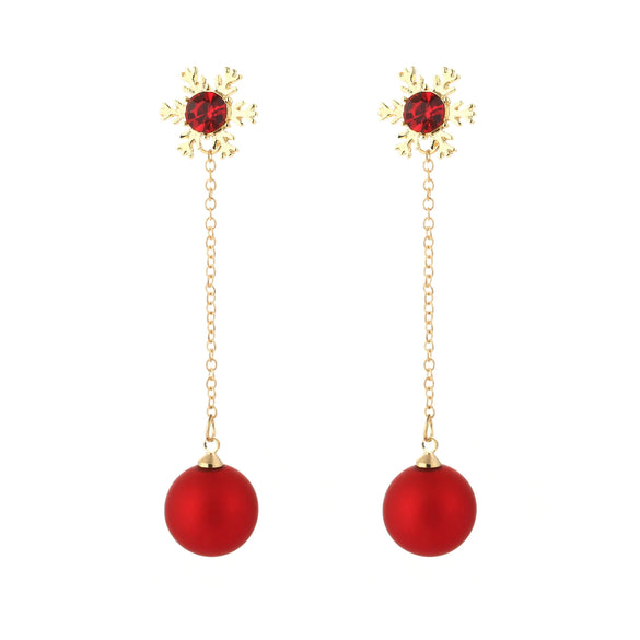 Alloy Silver Needle Christmas Snowflake Red Pearl Women's Geometric Electroplated Earrings