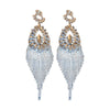 Alloy Silver Needle Flower Dropshaped Hollow Long Tassel Earrings With Diamond For Women