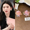 Alloy Silver Needle Flower Mesh Tassel Earrings With Electroplating For Women Fresh And Sweet Flower Shaped Design