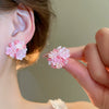 Alloy Silver Needle Flower Mesh Tassel Earrings With Electroplating For Women Fresh And Sweet Flower Shaped Design