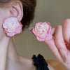 Alloy Silver Needle Flower Mesh Tassel Earrings With Electroplating For Women Fresh And Sweet Flower Shaped Design