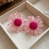 Alloy Silver Needle Flower Mesh Tassel Earrings With Electroplating For Women Fresh And Sweet Flower Shaped Design
