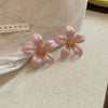 Alloy Silver Needle Flower Mesh Tassel Earrings With Electroplating For Women Fresh And Sweet Flower Shaped Design