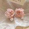 Alloy Silver Needle Flower Mesh Tassel Earrings With Electroplating For Women Fresh And Sweet Flower Shaped Design